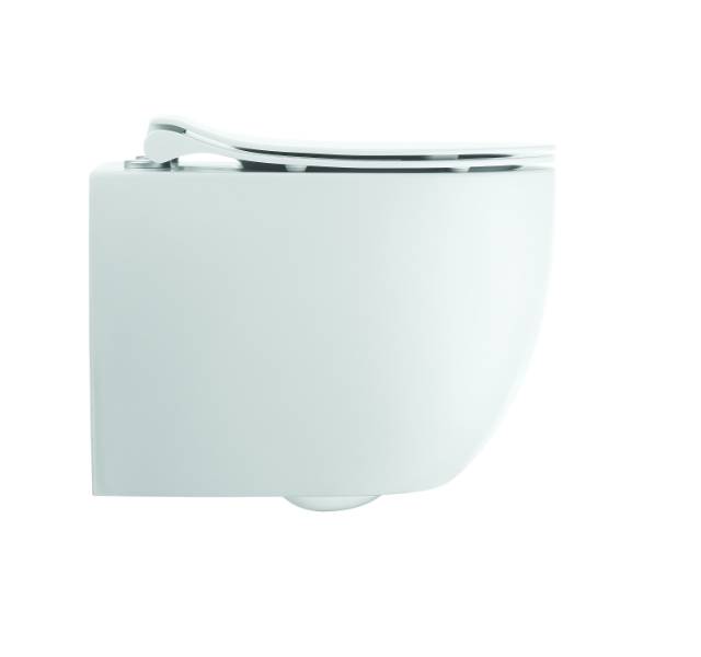 Glide II Matt White Wall Hung Short Projection Rimless Toilet & Soft Close Seat - Toilet