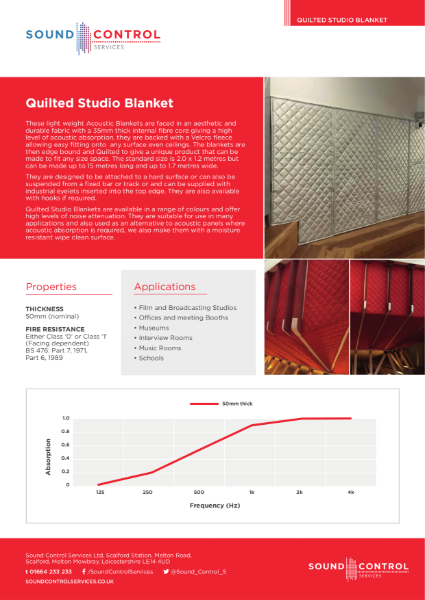 Quilted Acoustic Blanket - Studio Blankets