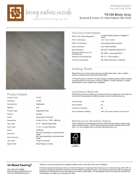 TK105 Misty Grey I Technical Datasheet