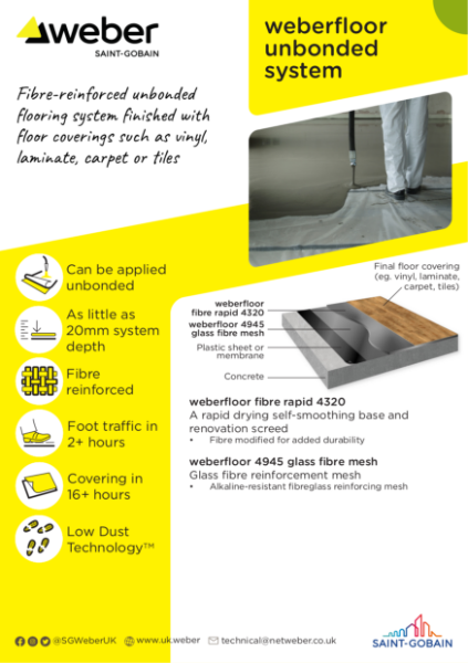 weberfloor unbonded system - System spec card