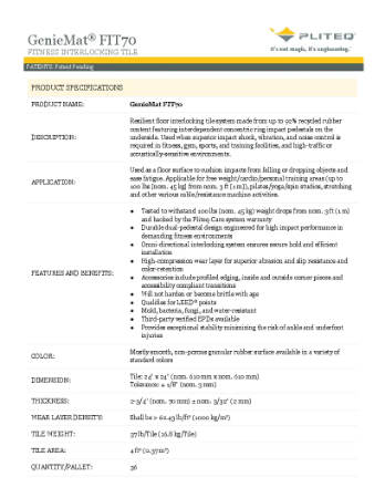PLITEQ - GENIEMAT FIT70-STANDARD - Technical Data Sheet