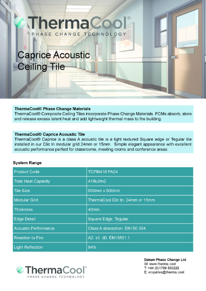 ThermaCool Caprice Acoustic DataSheet TCPM418 PA24