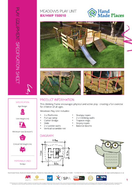 Meadows Play Unit Specification Sheet