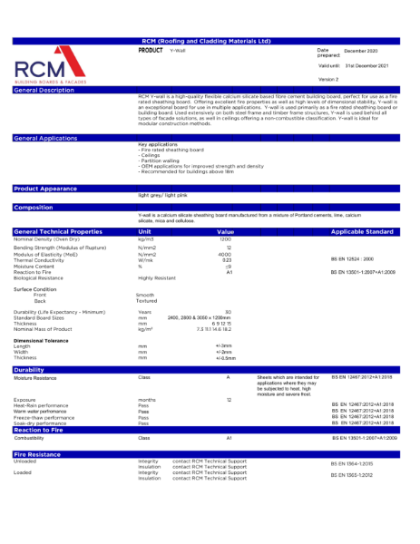 Technical Data Sheet- Y-WALL