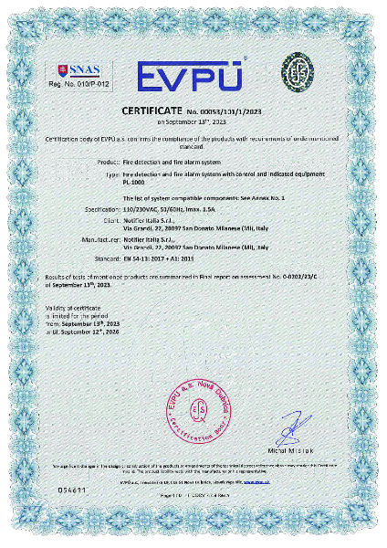 Morley-IAS PL-1000 EN54-13 Certificate of Approval