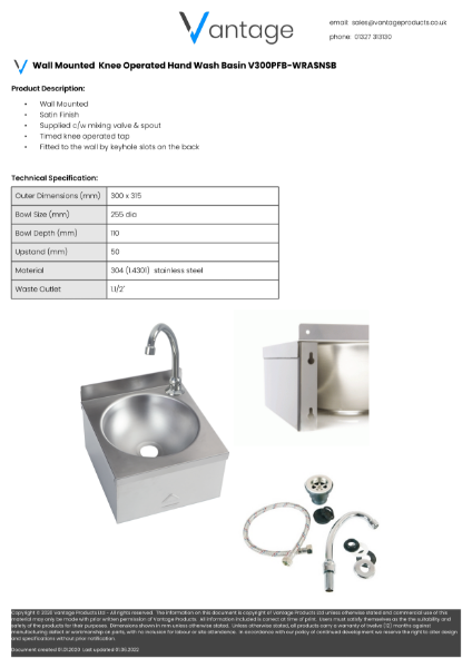 Product Data Sheet - V300PFB-WRASNSB