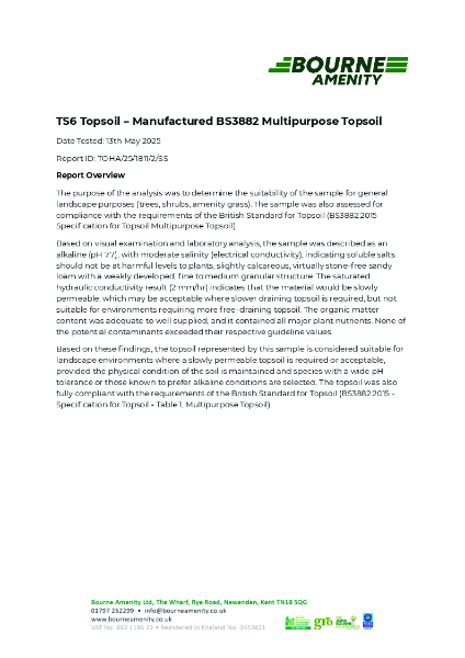 TS6 Topsoil (Manufactured BS3882 Multipurpose Topsoil)
