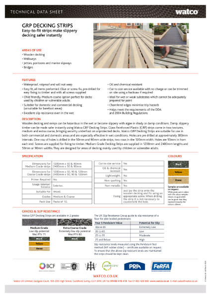 Data Sheet: GRP Decking Strips