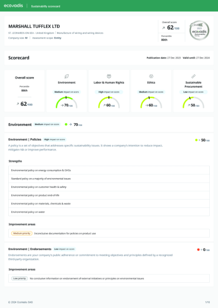 Ecovadis Sustainability Scorecard