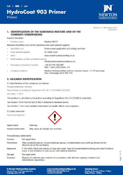 HydroCoat 903 Primer - Safety Data Sheet