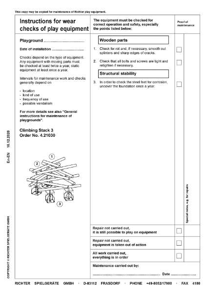 4.21030 - Climbing Stack 3 - Maintenance Instructions