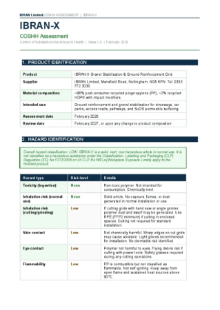 IBRAN-X COSHH Assessment