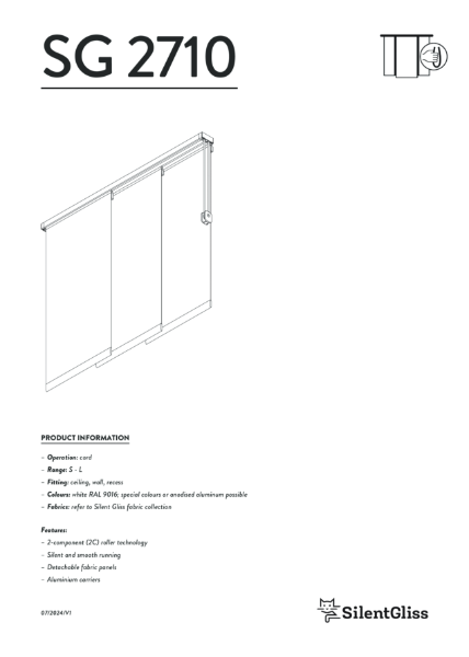 Silent Gliss SG 2710 Panel Glide, Cord Operated, Technical Catalogue