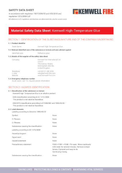 Kemwell HT Glue Material Safety Data Sheet