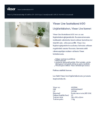 Tuotekortti - Vieser Line Laattakansi 600