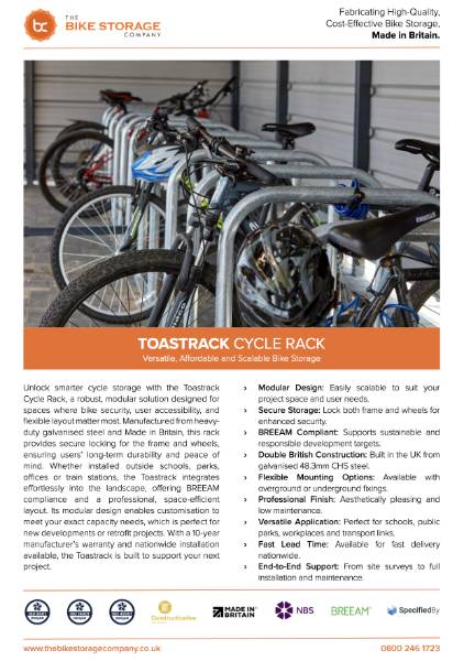 Toastrack Cycle Stand Specification Sheet