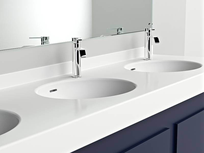 Solid Surface Vanity For Inset Basins With Upstand 