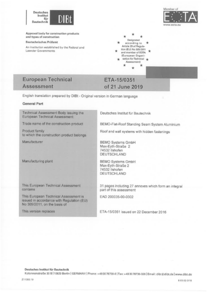 European Technical Approval (ETA)