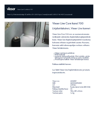 Tuotekortti - Vieser Line Core Kansi 700