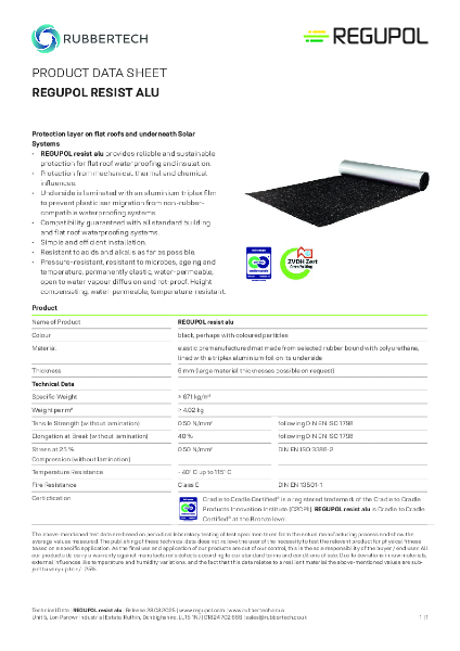 REGUPOL Resist Alu - Data Sheet