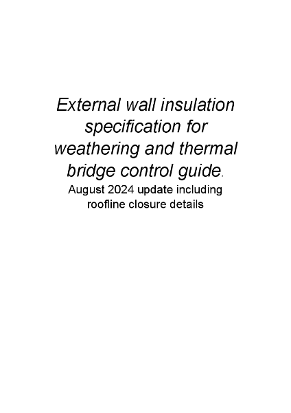 External wall insulation specification for weathering and thermal bridge control guide.