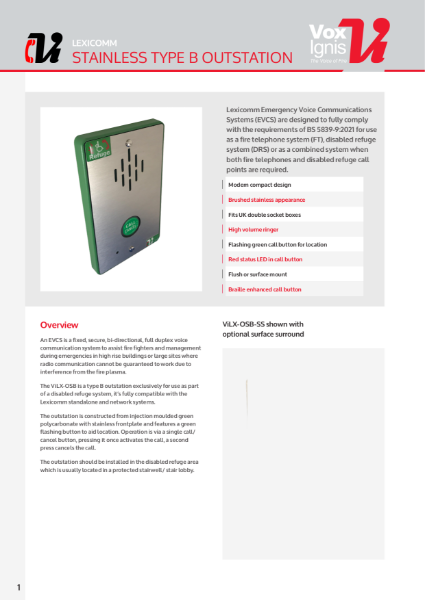 ViLX-OSB-SS Type B outstation