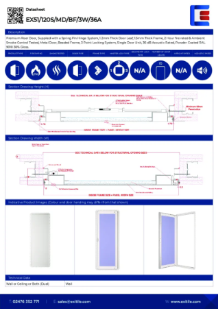 Datasheet - Riser Door (Range 51) - Beaded Frame - 2 Hour Fire Rated - Smoke Tested - 36dB Acoustic