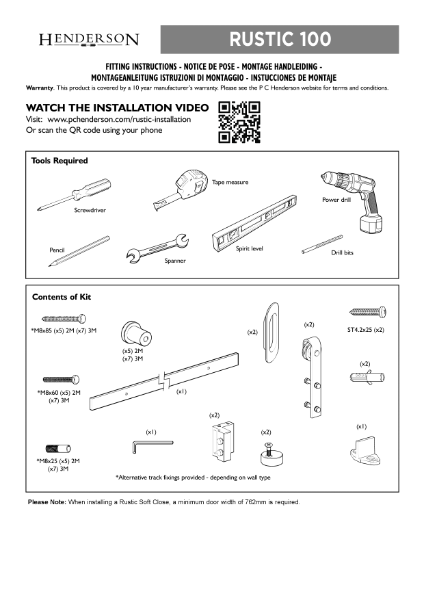 Rustic 100 Fitting Instructions