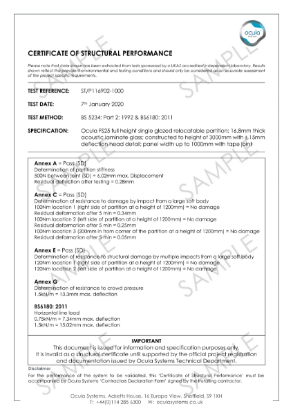 ST/P116902-1000 - Structural Performance - 16.8mm Acoustic Laminate Glass 3000mm