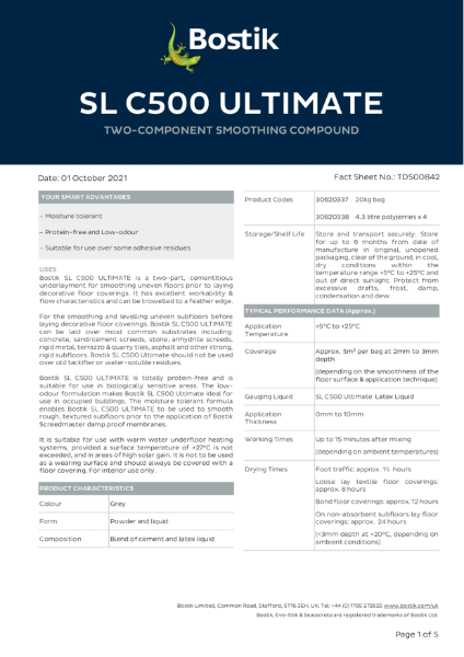 Bostik SL C500 ULTIMATE TDS