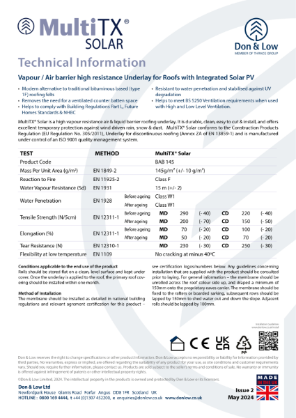 Multi TX Solar Datasheet Issue 2 - May 24