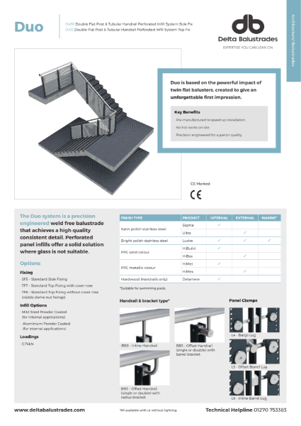 Duo D430/D431 Balustrade System with Perforated Infill Data Sheet