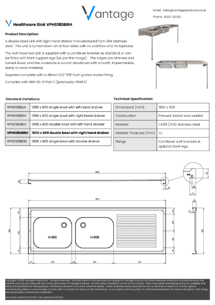 Product Data Sheet - VPHS18DBRH