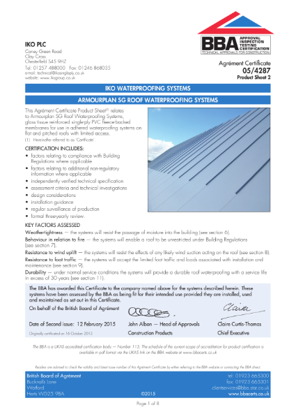 05/4287_2 Armourplan SG Roof Waterproofing Systems