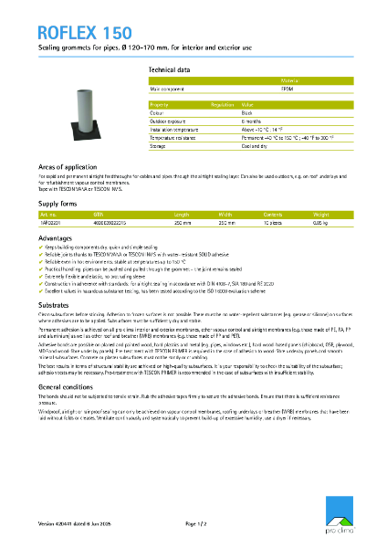 Roflex 150 Technical Datasheet