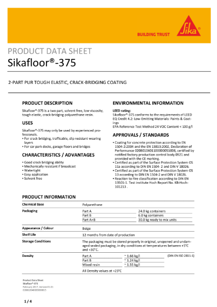 Sikafloor 375 crack-bridging coat