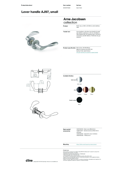 Lever handle AJ97, small (data sheet)