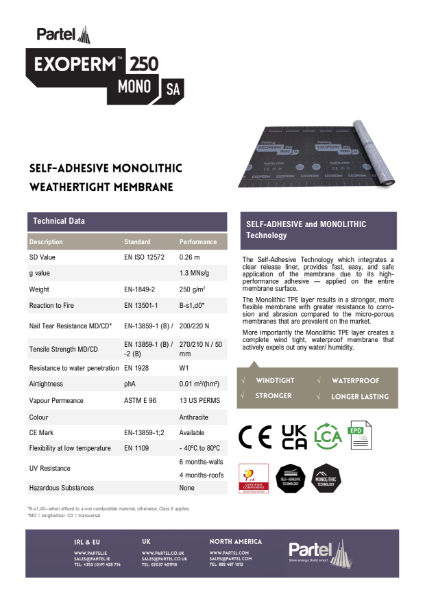 EXOPERM MONO SA 250 Technical Data Sheet