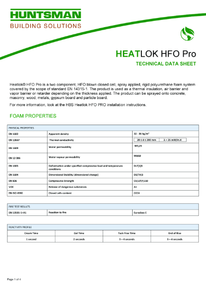 Heatlok HFO Pro - Technical Data Sheet