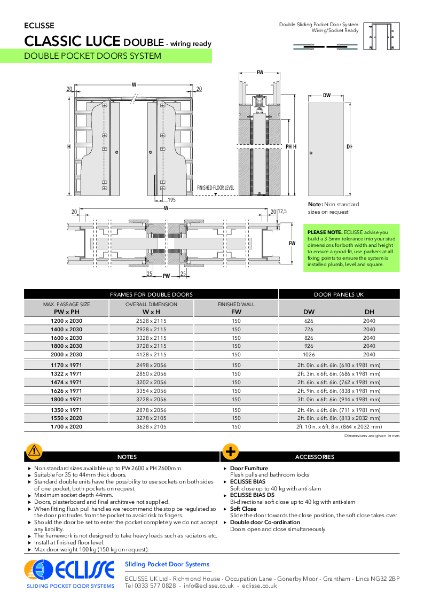 Classic DOUBLE Pocket Door System Wiring Ready