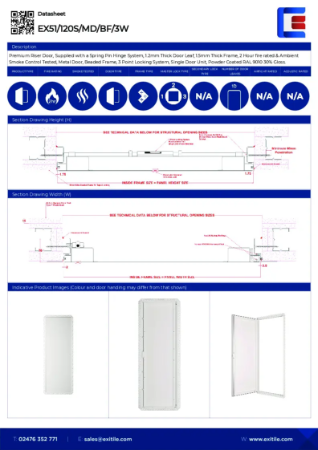 Datasheet - Riser Door (Range 51) - Beaded Frame - 2 Hour Fire Rated - Smoke Tested