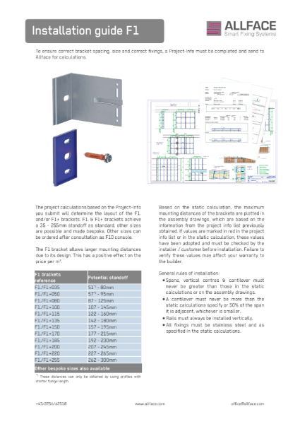 Allface Installation Guide F1