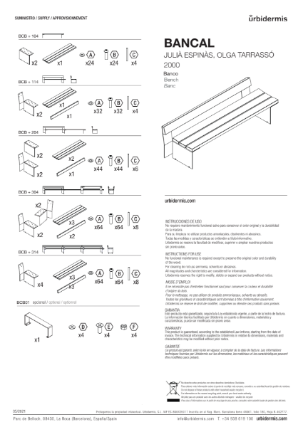Bancal Bench Installation Manual