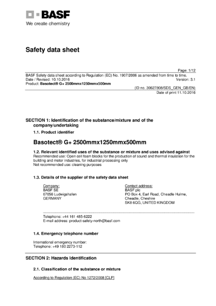 Safety Data Sheet (MSDS_Basotect G+)