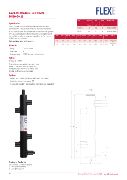 Product Data Sheet - Low Loss Headers - Low Power