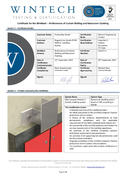 Winmark Certificate MAX Compact Exterior F-quality