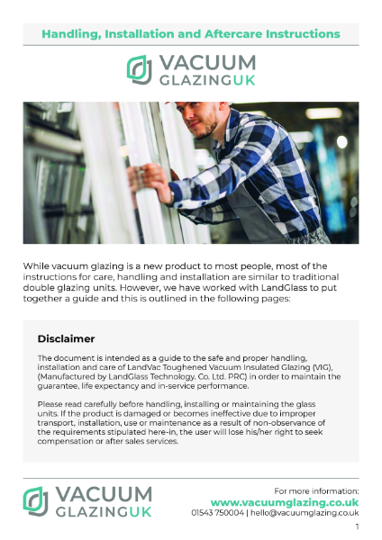 Vacuum Glazing Handling Guide