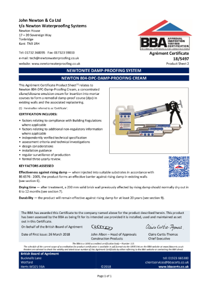 18/5497 Newton 804-DPC-Damp-Proofing Cream (Product Sheet 2)