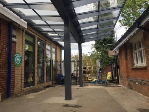 St Johns CE Primary School - Kensington Dual Pitch free standing canopy