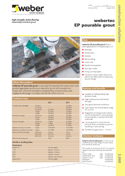 webertec EP pourable grout - Technical datasheet